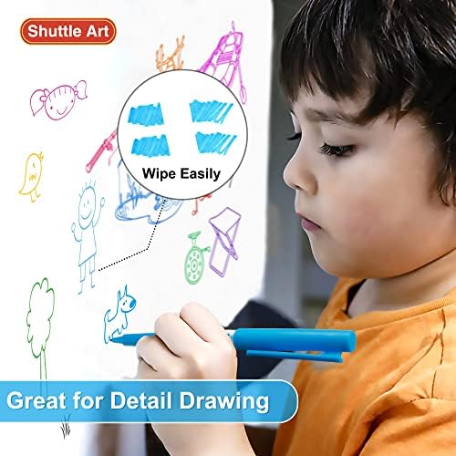 Ултра фино сува маркери за бришење, шатл-уметност 15 бои маркери на табла, маркери за суво бришење за деца, совршени за пишување на табли, табли