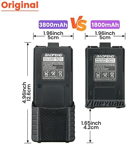 Vineyuan BL-5L 3800MAH Продолжена батерија за UV-5R UV-5RA UV-5RB UV-5RE BF-F8HP серија радио батерија со USB полнач кабел
