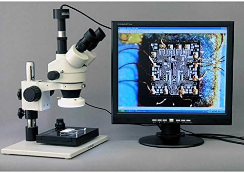 AmScope SM-1TZ-FRL-GT-M Дигитален Професионален Тринокуларен Микроскоп За Стерео Зумирање, Wh10x Окулари, 3,5 X-90X Зголемување, 0,7 X-4,5 X