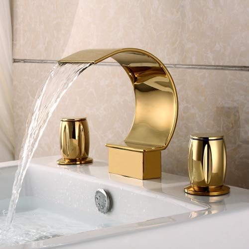 Посипете елегантен водопад со двојна рачка бања мијалник за мијалник лак лак водопад Спајт када филер тапа со три дупки широко распространета