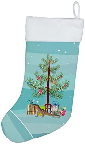 Богатства на Каролина CK4541CS Монитор на гуштер Среќен Божиќ Божиќно порибување, камин виси чорапи Божиќна сезона Декора за украси за семејство