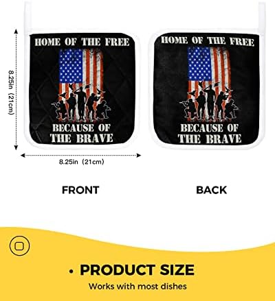 5 држачи за тенџере за пакувања за кујнски знаме Ден на Американски знамиња Војник Стрип Starвезда на црна топлина доказ за топло влошки за