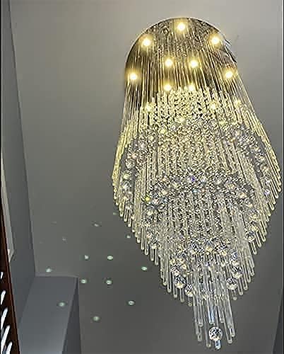120 Модерни Кристални Скалила Лустери Долг Тавански влез приврзок светилка Висок Таван Пандент светла Големо Фоаје Лустер Голем Кристален