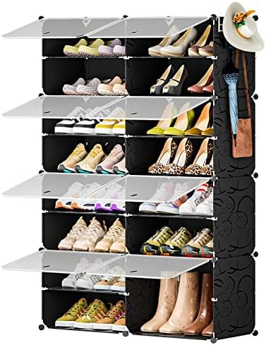 Neprock 20-пакувања бели чевли слотови Организатор пакет со 8-нивоа решетки за чевли црна