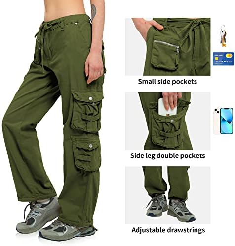 Карго панталони жени тактички шишиња пешачки панталони со 9 џебови памучни воени обични армиски борбени панталони