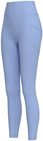 Gacакаки женски високи половини на јога хеланки за контрола на стомакот, јога панталони со џебови