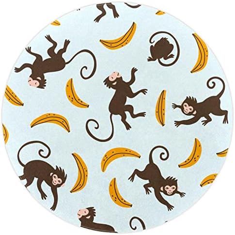 Llnsupply 5 ft круг килим за игра со низок куп, симпатична мајмун банана бебе ползи подни душеци игра игра ќебето новороденче