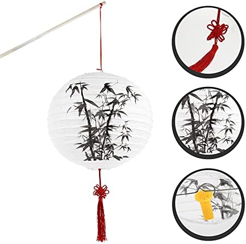 Абоофан LED фенери кинески фенер за хартија со LED светлина и рачка античка хартија за ламби за ламба за фестивалска венчаница за декорација на