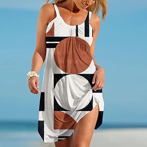 Женски Летен Фустан 2023 Мода Печатена Лажичка Без Ракави Секси Сарафан Секојдневни Лелеави Фустани На Плажа