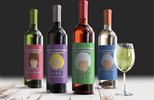Нека Вашето Вино Биде Златно Девојки Комплет од 4 Налепници, Етикети За Забави, Етикети За Вино, Налепници За Етикети За Вино, Етикети