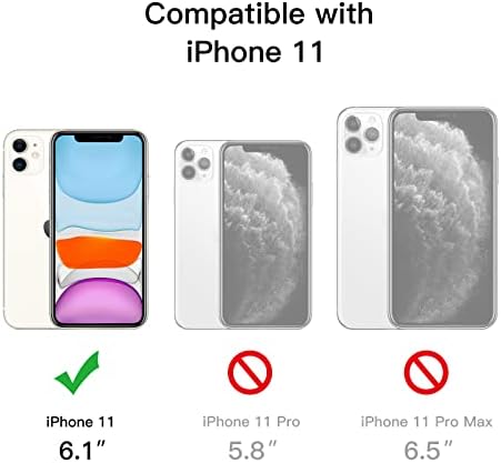Џетех Случај за iPhone 11 6.1-Инчен Со Држач, Поддршка За Безжично Полнење, Тенок Капак На Телефонот Отпорен На Удари, 3-Насочен