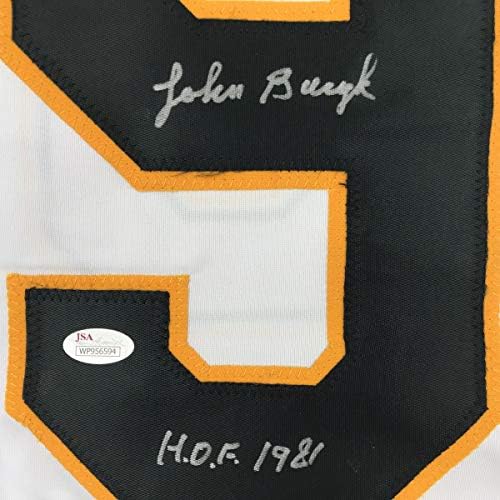 Автограм/Потпишан Џони Џон Бакик хоф 1981 Бостон Бела Хокеј Џерси ЏСА КОА