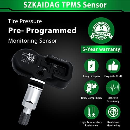 Сензор Szkaidag® TPMS 4260706011 FIT FOR FOR FOR: -TOYOTA TUNDRA TACOMA CAMRY 4RUNNER RAV4 За: LLEXUS LX RX ES GS е сензор за мониторинг на притисок на гумите 315MHz Заменува# 4260733021 4260730030 （1 Пакет （Пакет （Пакет （1
