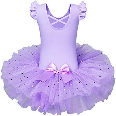 Девојки од Znyune Toddler Full Scarted Leotard Tulle Ballet Dance Tutu фустан за 3-8 години
