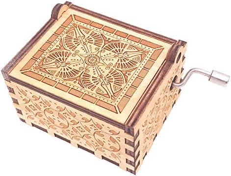 Музичка кутија со музички кутии Лалаланд, издлабена дрвена, пуштете ја тематската песна на Лалаланд, Браун