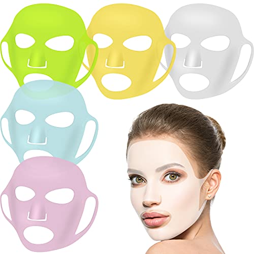 5 парчиња еднократно силиконски маска за лице маска за лице, силиконска кожа маска за кожа, повторно употреблив навлажнувано лице силиконско