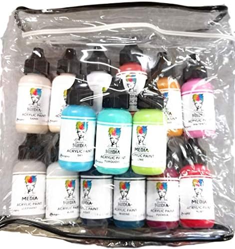 Специјален пакет-Дина Вакли-тешки акрилни бои-15 бои со чиста торба за складирање на винил
