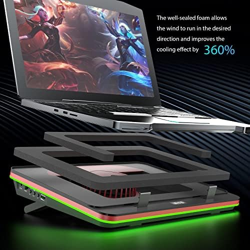 Iets GT500 Моќен ТУРБО-Вентилатор RGB Лаптоп Ладење Рампа Со Бескрајно Променлива Брзина, Печат Пена За Брзо Ладење Игри Лаптоп, 13-17, 3 инчен