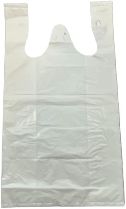 Бела пластична обична торба за маици со рачки - 21 ”x 11,5 x 6,5 пакет од 100 - еднократно и еднократно - шопинг и лични торби
