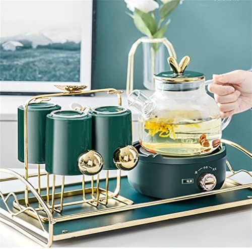N/A стаклен чај отпорен на чај со висока температура, поставена дневна соба, нордиски двор попладневен цвет и овошје 1.1L чајник