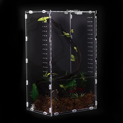 Micro Habitat Terrarium Hendrople 8x6x14 инчи чист акрилен резервоар за рептил за скокање пајаци тарантула инсекти со мали дрвја