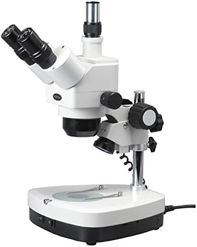 Amscope SH-2T-C2 Професионален тринокуларен стерео зум микроскоп, WF10X очни капаци, зголемување од 10x-40x, цел на зумирање од 1x-4x, горно и долен халогенско осветлување со реост