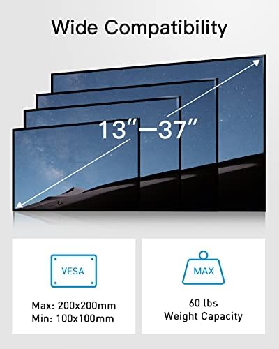Pipishell PICM1 таванот ТВ монтирање за повеќето телевизори од 13-37 инчи Max VESA 200x200mm и до 60 фунти и целосна движење ТВ wallид
