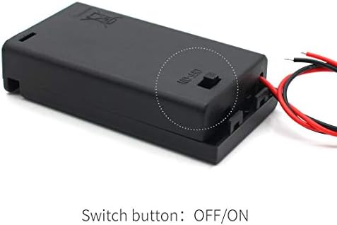 Држач на батеријата АА со прекинувач и покритие, 2 x 1,5V АА држач за батерии со вклучен/исклучен прекинувач и водич за жица