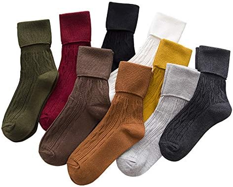 ЏАЛС 9 Пара Женски Екипаж Чорапи Долги Плетени Манжетни Памучни Лигави чорапи За Жени И Дами