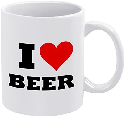 Јас Срце Пиво Печатење Кригла Кафе Тамблер Керамички Чај Чаша Смешни Подарок Со Логото Дизајн За Канцеларија Дома Жени Мажи - 11 Мл Бело