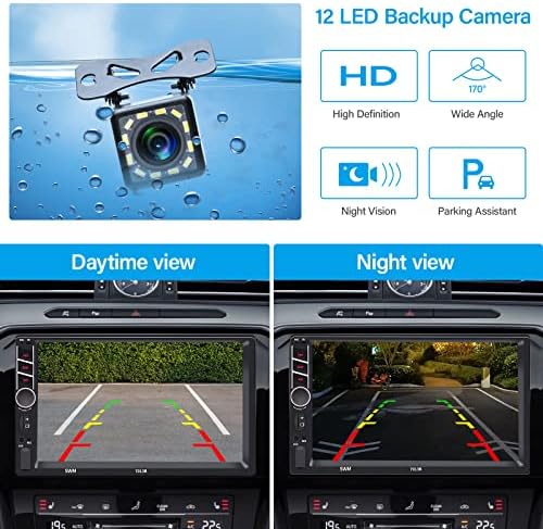 Podofo Double Din Car Stereo со Apple CarPlay и Android Auto 7 Inch HD HD екран на допир во Dash Car Radio Auto Radio Mirror Link/FM/USB/TF/AUX-IN/RCA/Bluetooth