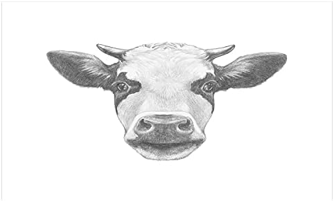 Држач за четки за заби на Амбесон Фарм животински, детален портрет на скица на цртање на крави со рогови, слика, декоративен разноврсен