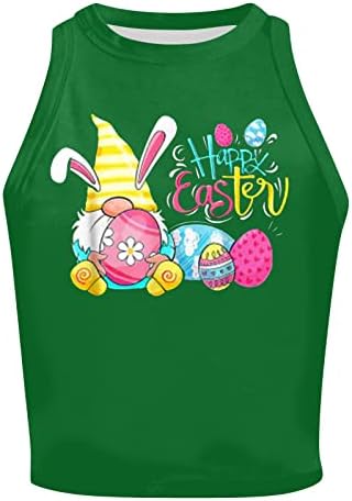 Велигденски кошули за жени без ракави кошула О вратот лабави тунични маички со слатки зајаче графички трендовски блузи врвови