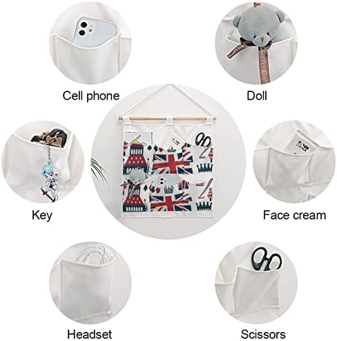 Велика Британија Дизајн Елементи Ѕид Плакарот Виси Торба За Складирање 6 Џебови Лен Памук Над Вратата Организатор Торбички За Спална Соба Бања