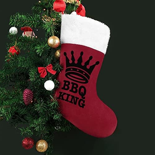 BBQ крал црвен божиќни чорапи за домашни украси за домашни дрвја за обесени чорапи што висат чорапи