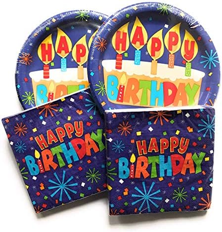 Среќен роденденски партии и салфетки - 36 плочи и 40 салфетки