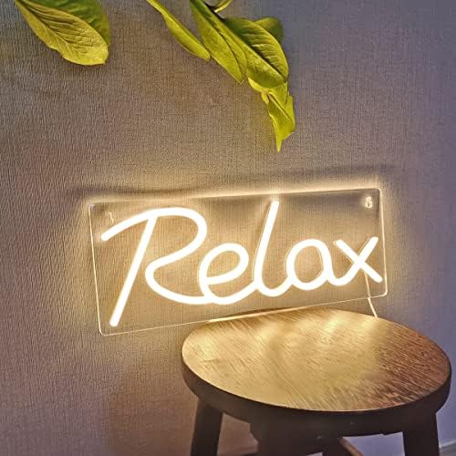 Britrio Relax Neon Sign Wign Wallид декор Декории Детска соба ноќна светлина, пештерска игра соба канцеларија забава за позадини
