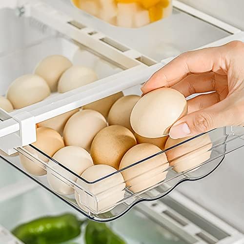 Автоматско скролување фрижидер фиока за јајца, фиока за држач за јајца со голем капацитет за фрижидер, прилагодлив сад за складирање на јајца