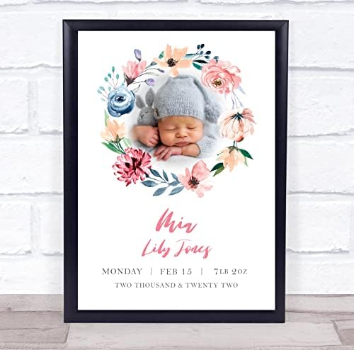 Нови детали за раѓање на бебето, расадник за крштевање цветна фото рамка Подарок печатење