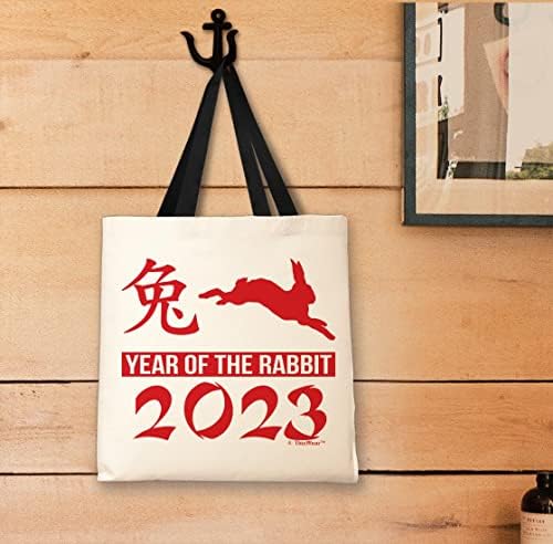 2023 година на зајакот иконографија платно торба за тота