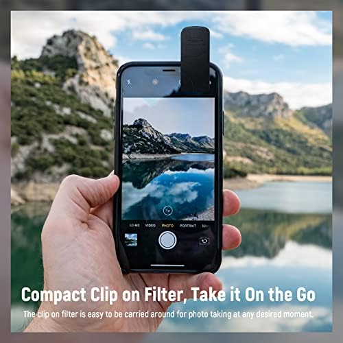 Clip Neewer 37mm на ND2-ND400 Комплет за филтрирање на леќи за телефонски фотоапарати: прилагодлив филтер за неутрална густина со телефонски