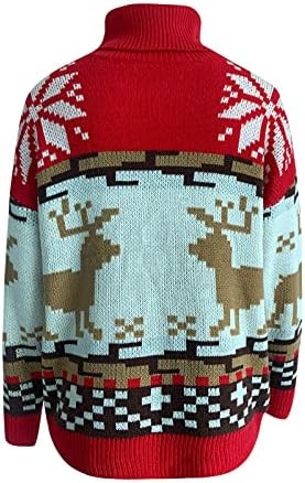 Божиќни џемпери за жени Симпатична ирваси за снегулка графички плетен џемпер обичен долги ракави на екипаж на врвови на врвови