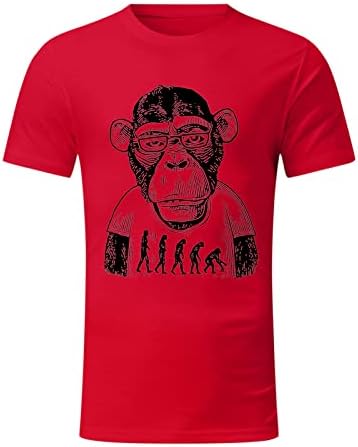 Летни маици на Ubst за кратки ракави за мажи, улична шимпанза мајмун за печатење на екипаж на врвови на врвови со обична маичка