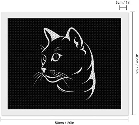 Мачка Лице На Црн Дијамант Сликарство Колекции 5D DIY Целосна Вежба Кристал Уметност Ѕид Декор За Возрасни 16 x20