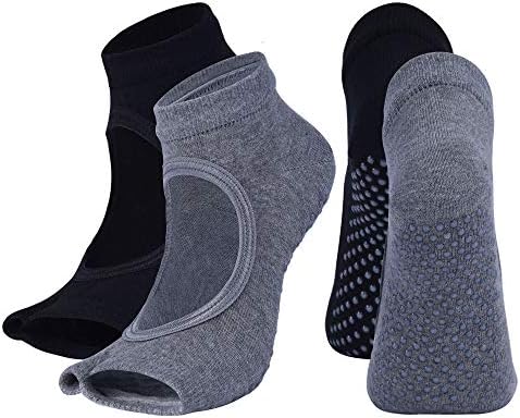 2 Пара Јога Чорапи Со Отворени Прсти За Жени Нелизгачки Чорап За Држење За Пилатес Спорт