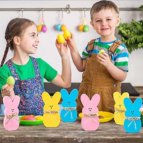 3 парчиња Велигденско зајаче дрво знаци Велигденски таблети украси за зајаци, знак на табела со јута, хонорарни украси за велигденски зајаци