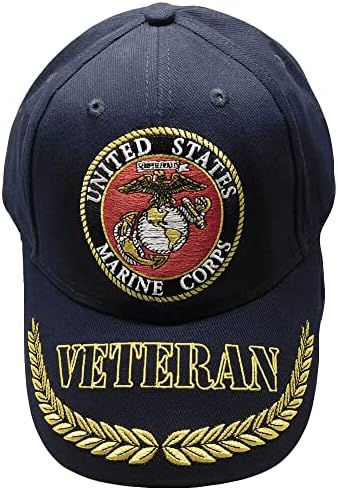 Амблем за поморски корпус на Соединетите Држави, ветеран венец, морнарица, сина прилагодлива везена капа од капа - официјално