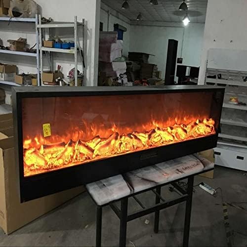 ZXB-продавница спална соба камин 39,4 Електричен камин со топлинска функција и прилагодување на далечински управувач на пламен, звук на горење,