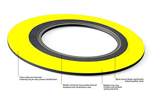 Sur-Seal, Inc. Teadit 9000IR14321GR900 Спирална рана заптивка со 321SS внатрешен прстен, 14 големина на цевки x 900 x За апликации