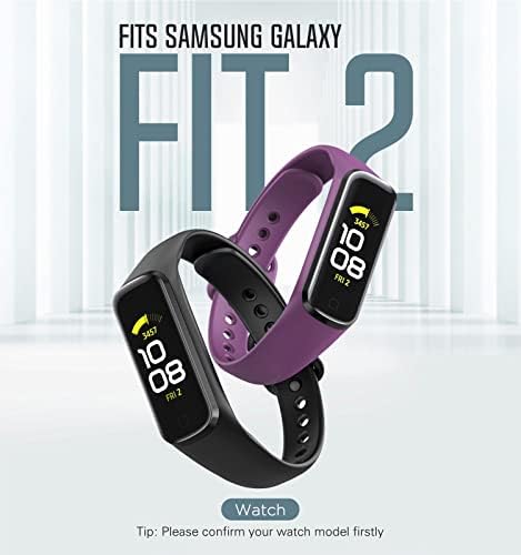Moko 3pack Watch Band компатибилен со Samsung Galaxy Fit 2, Soft TPE Sport Sport Strap за Samsung Fit 2 Band SM-R220 за жени мажи, црна/виолетова/вино